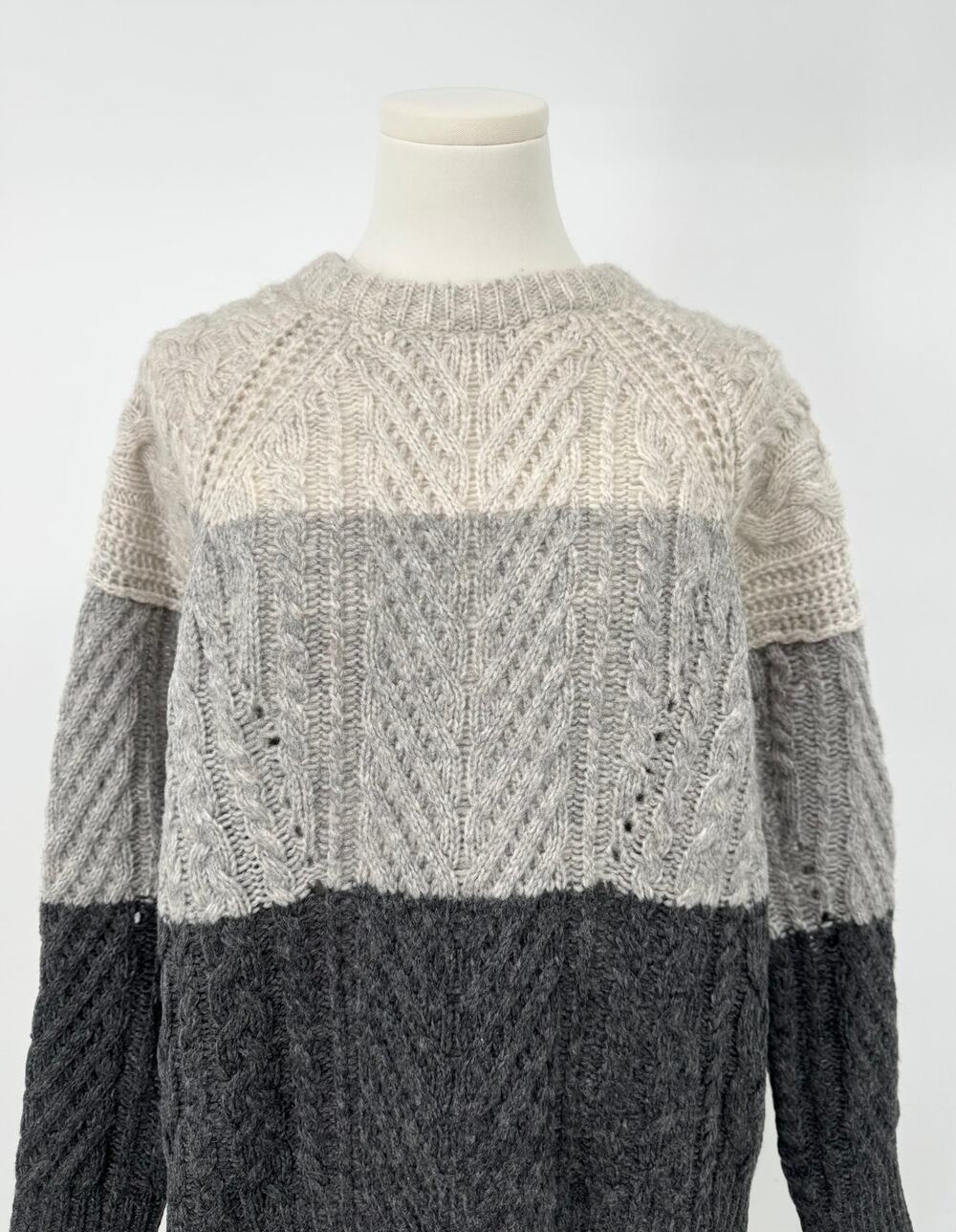 Marc by Marc Jacobs Gray Wool Colorblock Cableknit Sweater M